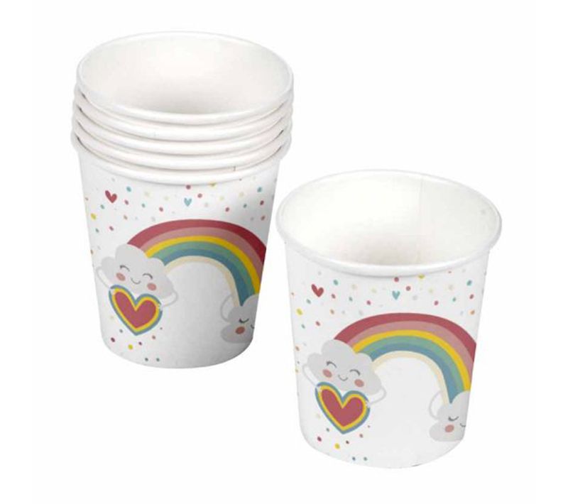 Lot De 6 Gobelets Jetables "nuage Rainbow" 23cl Blanc