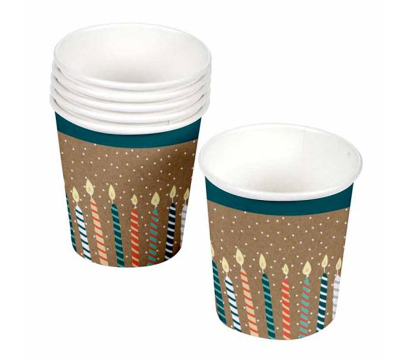 Lot De 6 Gobelets Jetables "anniversaire Kraft" 23cl Naturel