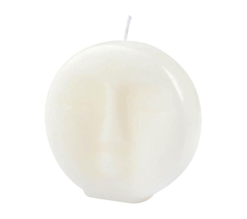 Bougie Déco Visage "arty" 9cm Blanc