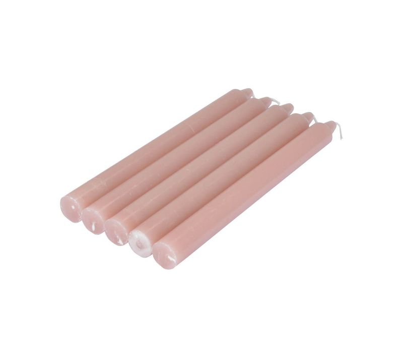 Lot De 5 Bougies Chandelier "essentiel Ii" 19cm Rose Poudré
