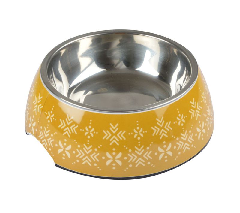 Gamelle Pour Chien et Chat "ethnic" 17cm Moutarde