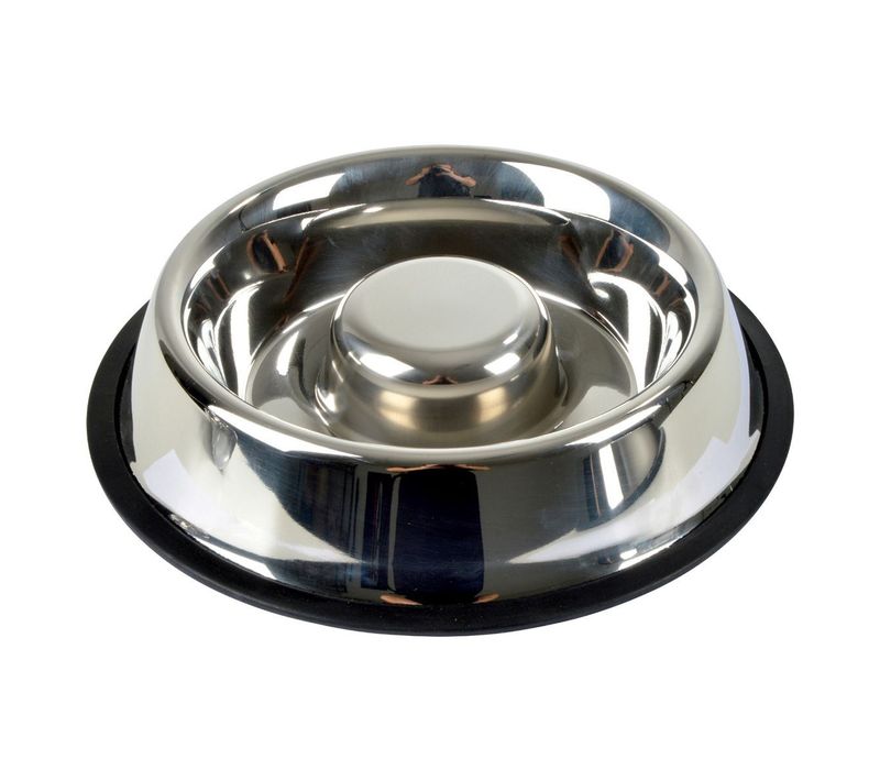 Gamelle Anti-glouton Chien et Chat "inox" 30cm Argent