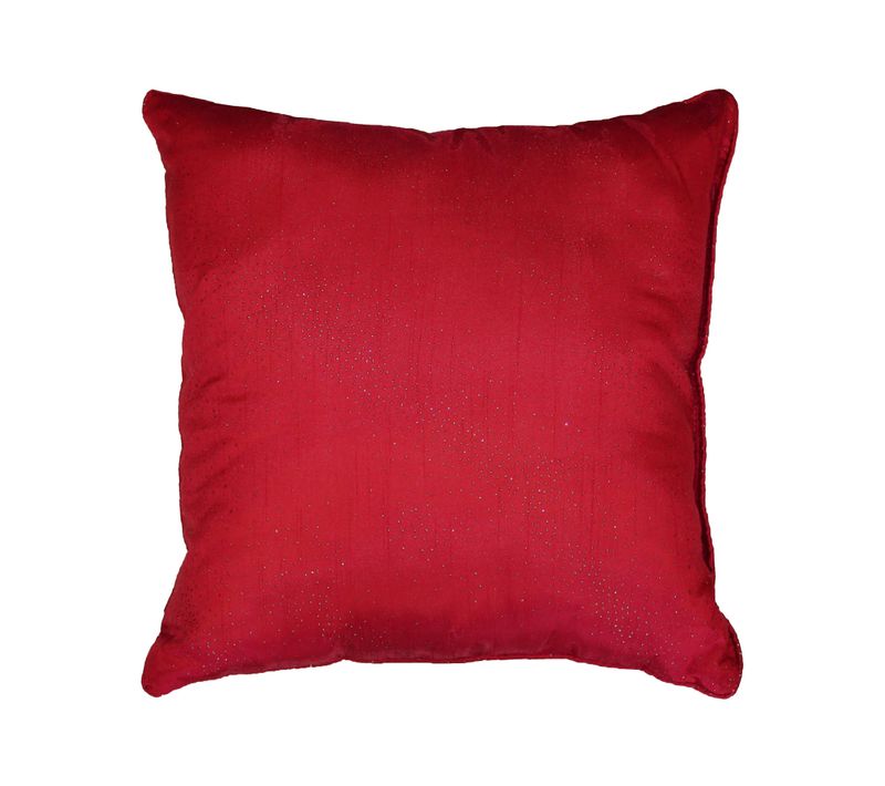 Coussin Passepoil Polyester Shantung Applique Scintille Rouge 40 X 40 Cm