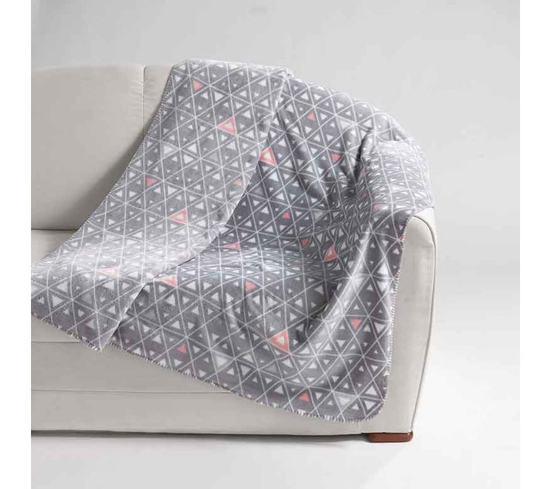 Plaid Imprimé "triangles" - 125 X 150 Cm - Gris