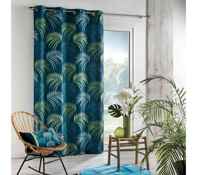 Rideau Blue Vegetal Bleu 140x260