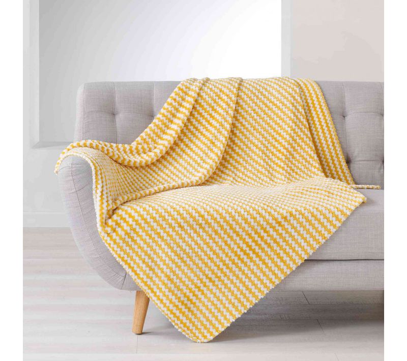 Plaid Flanelle Jacquard Denver Jaune 125x150 Cm