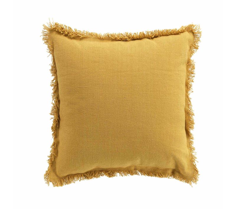 Coussin Déhoussable à Franges - 45x45 Cm - Jaune