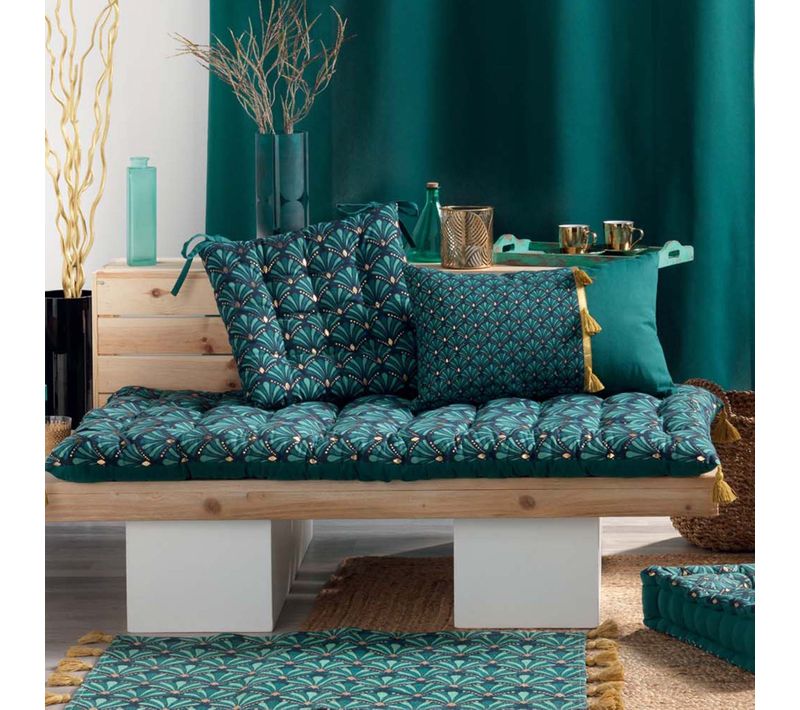 Galette De Chaise Art Déco - 35x35 Cm - Bleu