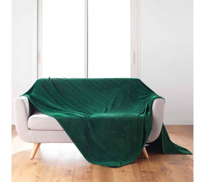 Plaid Flanelle Uni "arya" 180x220cm Vert