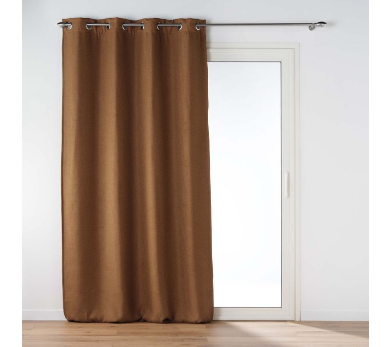 Rideau à Oeillets Occultant Marron 135x240