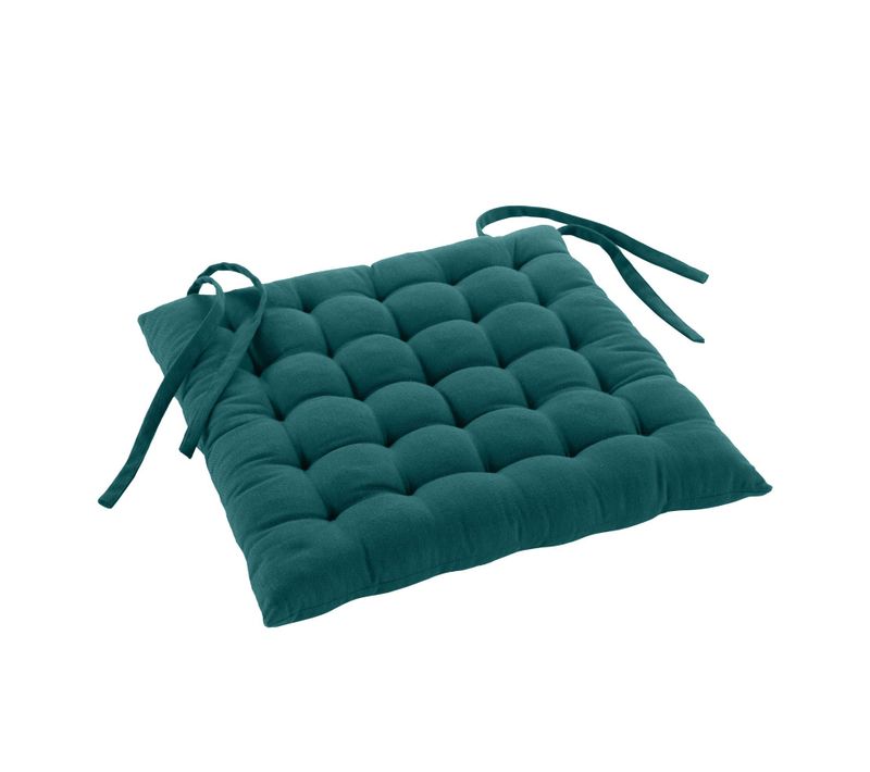 Assise Matelassée En Coton Et Polyester Recyclé - 38x38 Cm - Bleu Canard