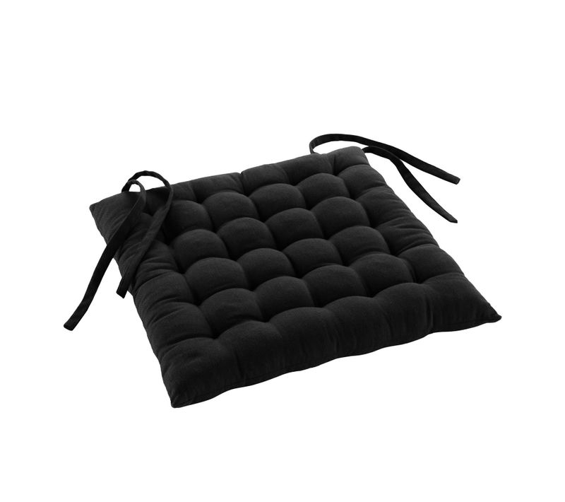 Assise Matelassée En Coton Et Polyester Recyclé - 38x38 Cm - Noir