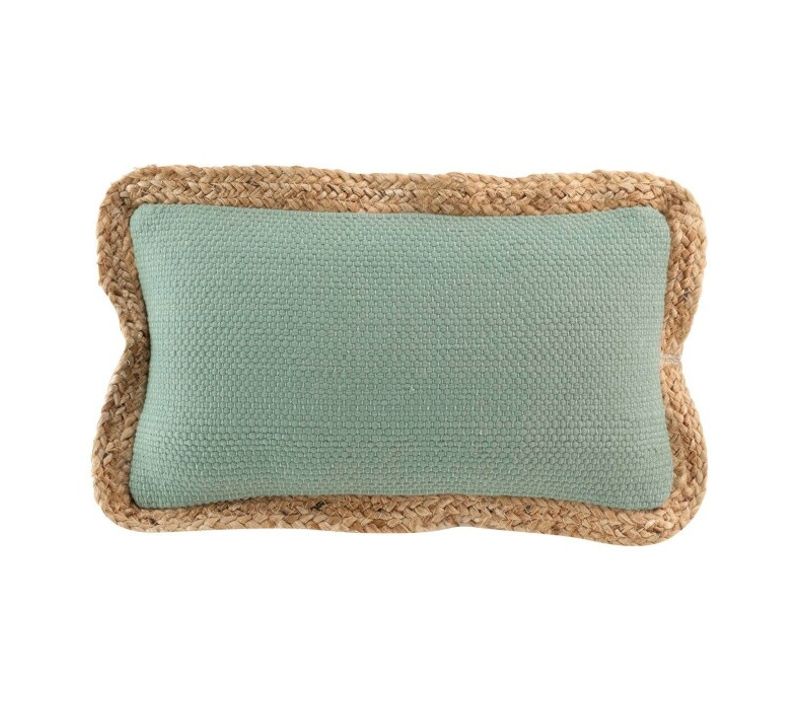 Coussin Déhousssable Passepoil 30 X 50 Cm Polycoton +jute Akina Sauge