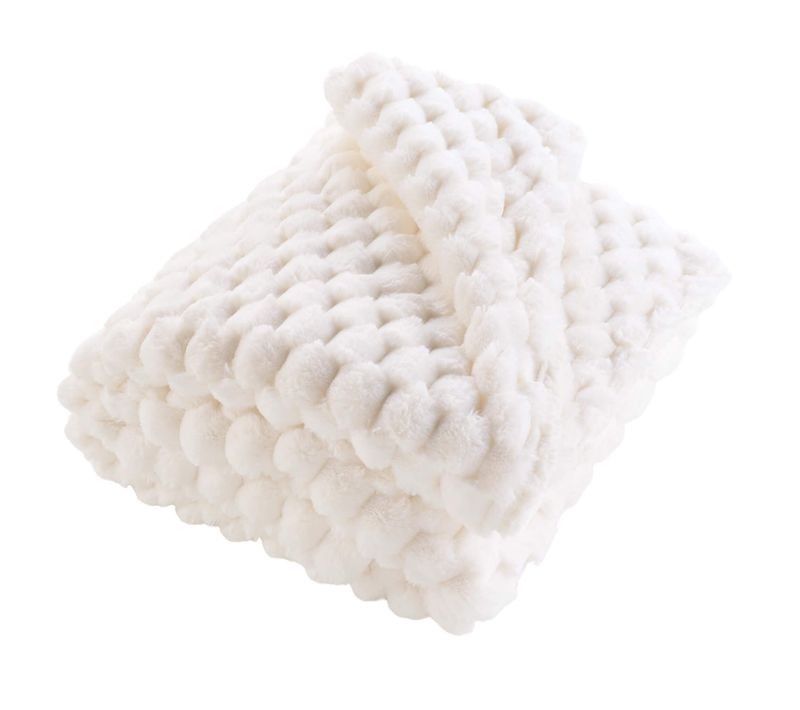 Plaid Imitation Fourrure/sherpa Frosty Blanc 180x220 Cm