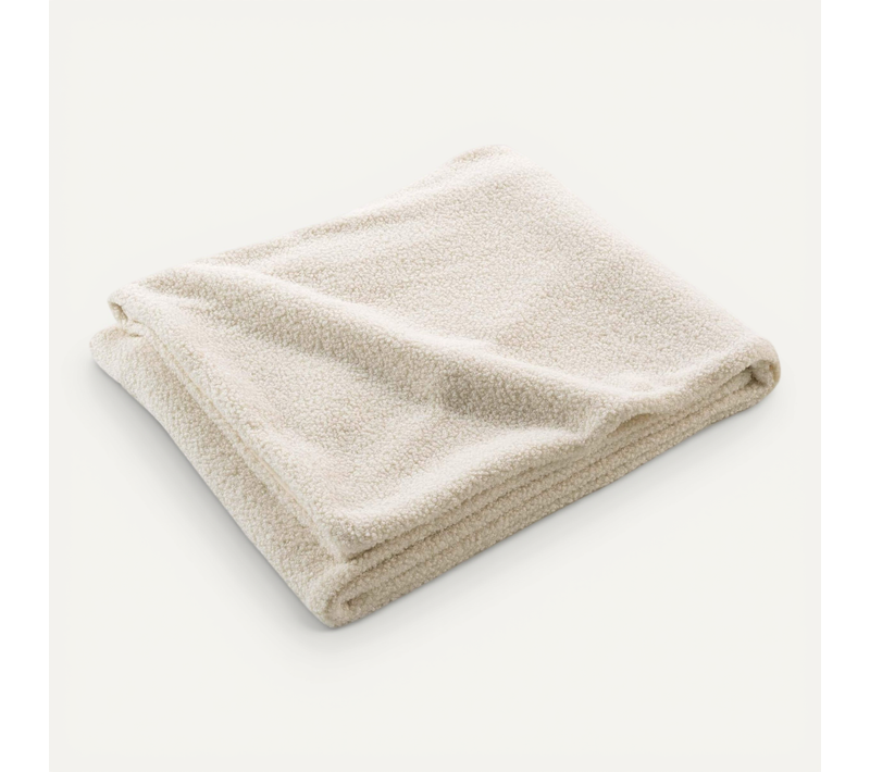 Plaid Bouclette Unie Wooly Naturel 180x220 Cm