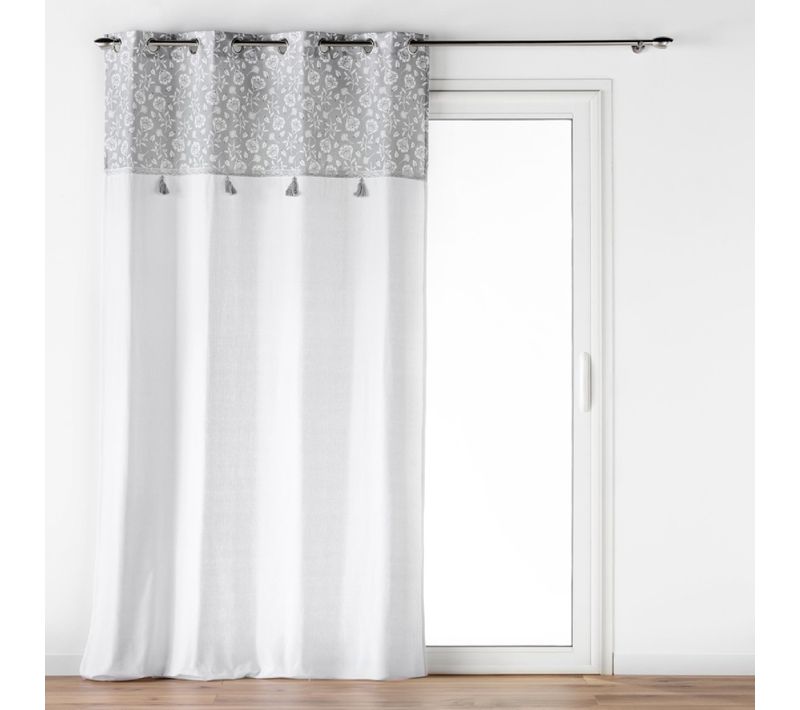 Rideau à Oeillets 140 X 240 Cm Coton/polyester+top Imp+pompon Flavie