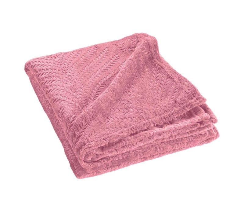 Plaid Uni En Flanelle "nelia" 125x150cm Rose