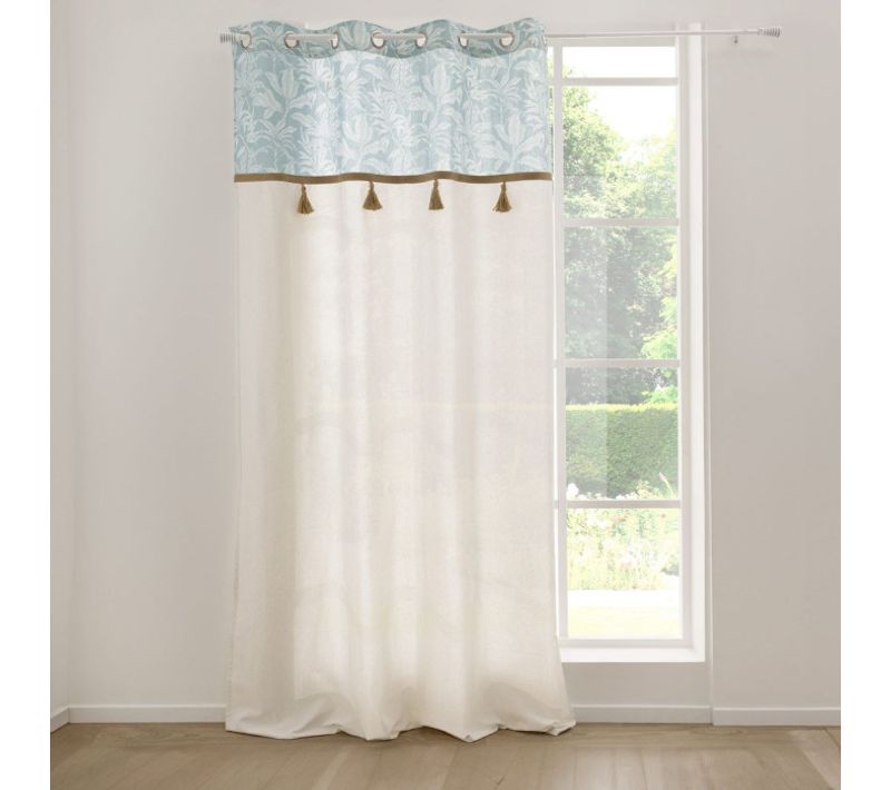 Rideau à Oeillets Avec Pompons "hera" 140x240cm Menthe