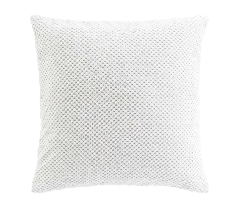 Coussin Déco En Velours Relief "java" 45x45cm Blanc