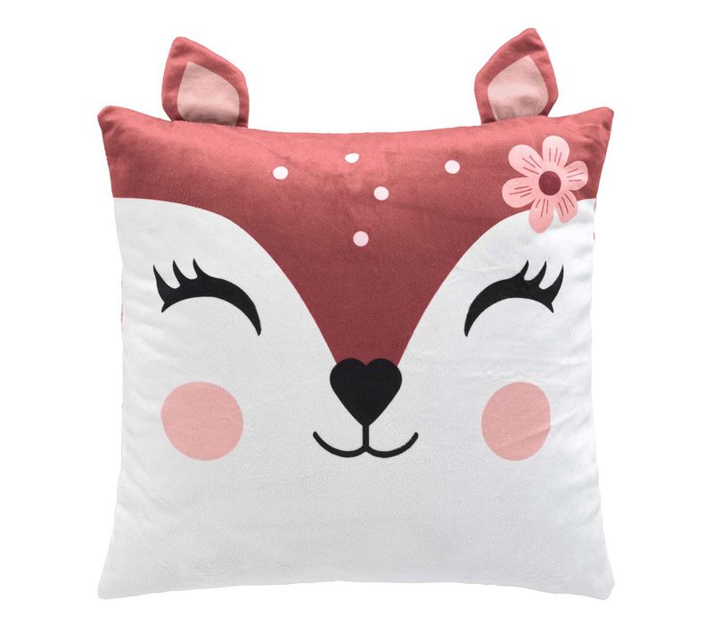 Coussin Déco Enfant En Velours "bichette" 40x40cm Rose
