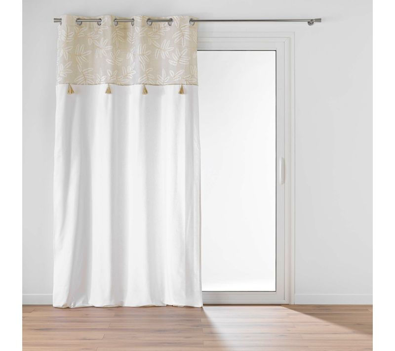 Rideau à Oeillets 140x240 Cm – Coton/polyester – Top Imprimé Métallisé Avec Pompons – Altea