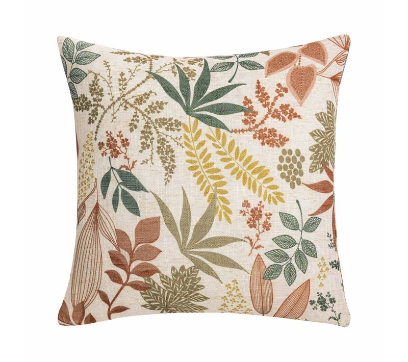 Coussin Polylin Imprimé Feuillages - 45x45 Cm - Orange