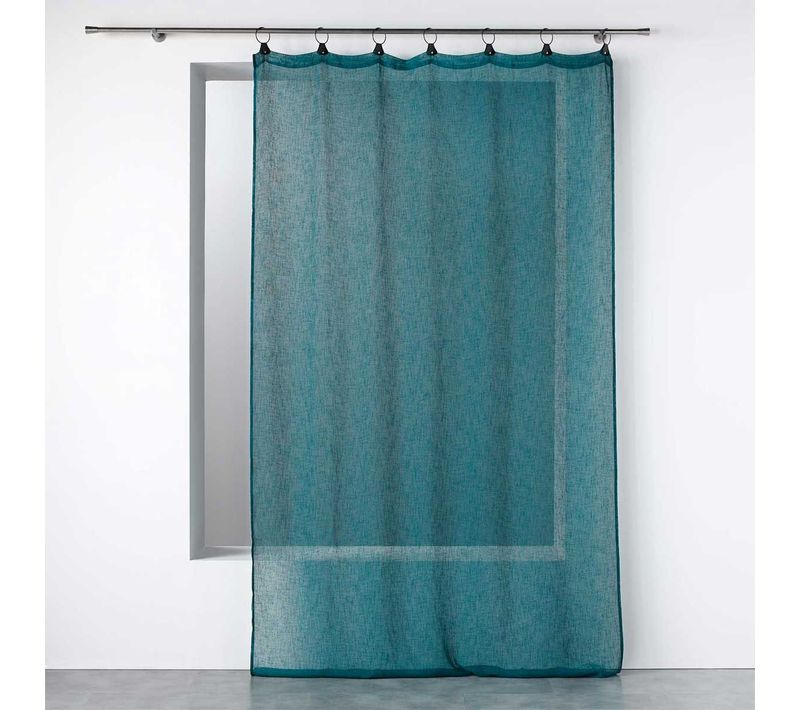 Rideau Voilage à Anneaux "linka" 140x240cm Bleu
