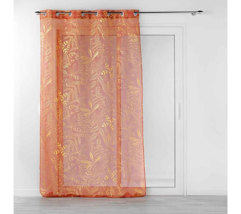 Rideau Voilage à Oeillets "belflor" 140x240cm Terracotta