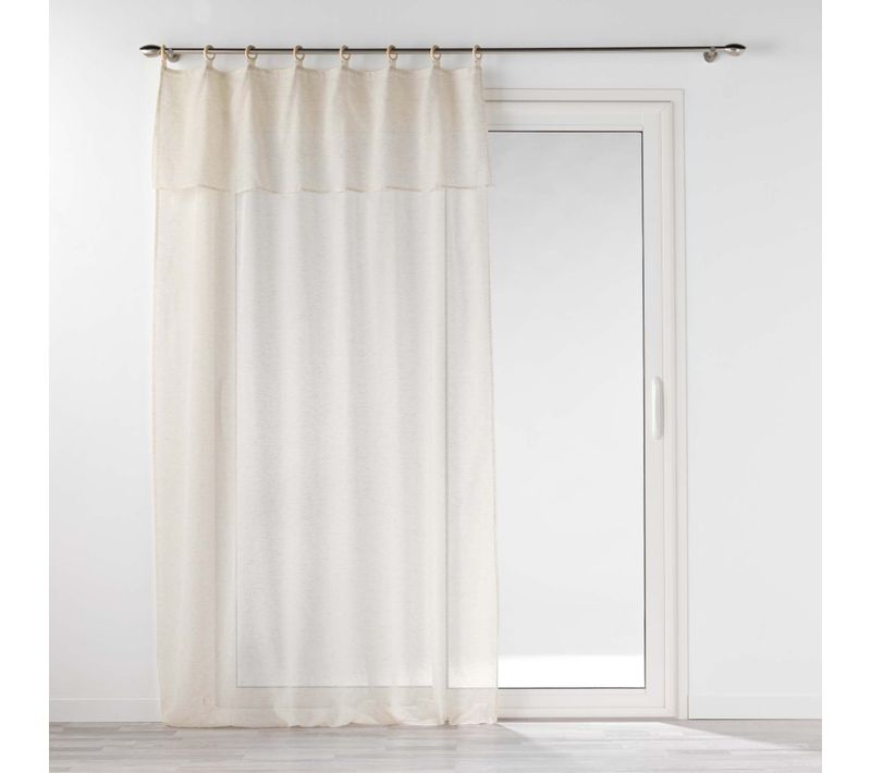 Voilage à Volant Et Oeillets En Bois - 140x240 Cm - Beige