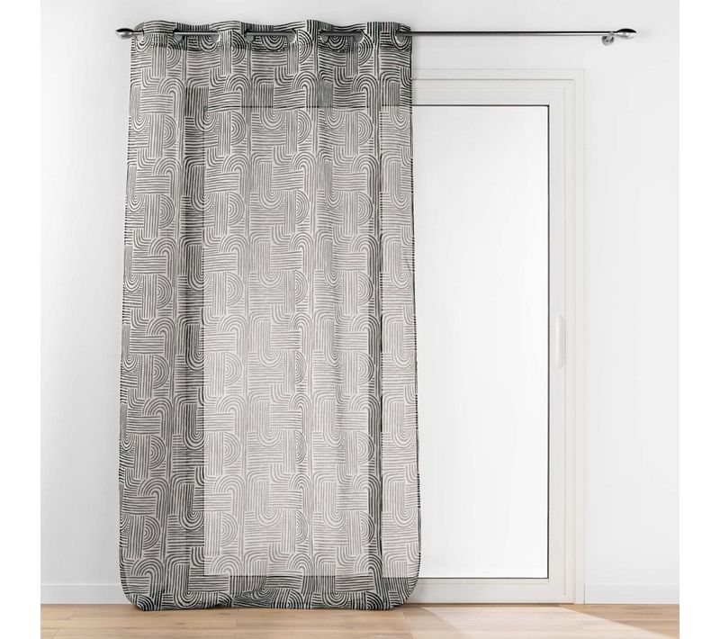 Rideau Voilage à Oeillets Imprimé "pandore" 140x240cm Noir