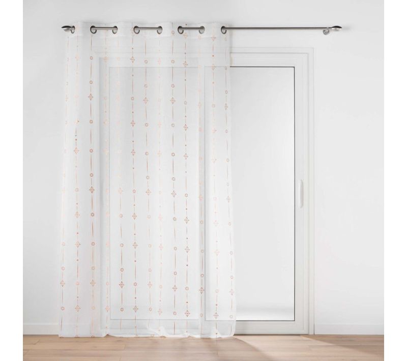 Rideau Voilage à Oeillets "ariane" 140x240cm Or Rose