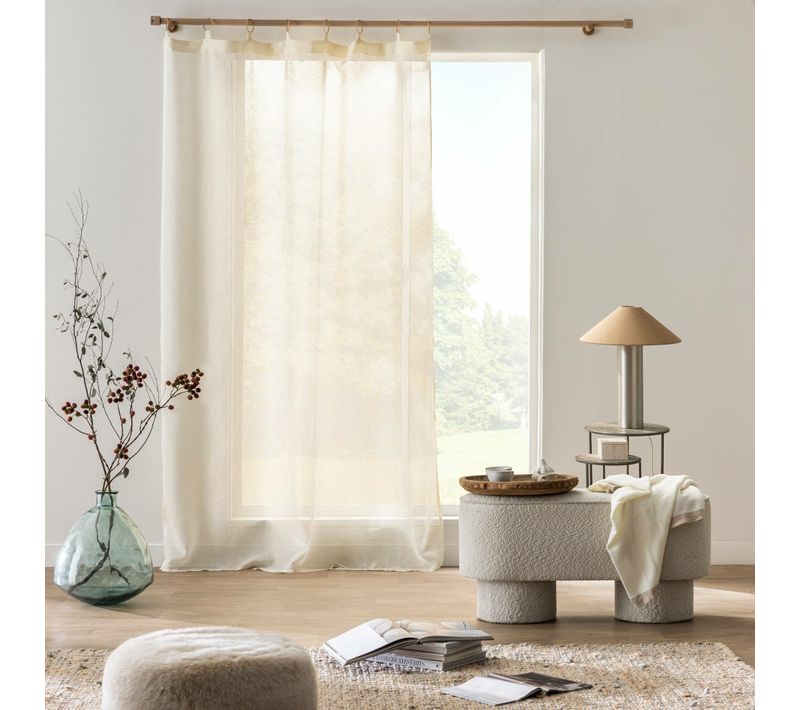 Voilage à Anneaux 140 X 240 Cm Blanc/or Tissé à Fils Métallisés – Sunline