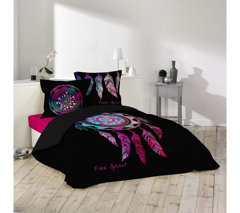 Parure De Lit Porte Bonheur Noir 240x220