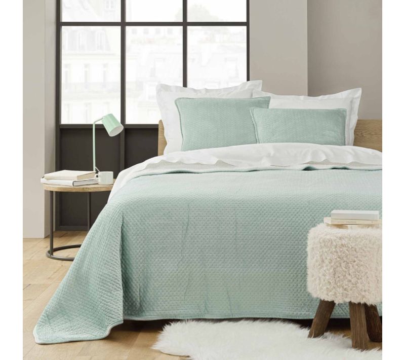 Couvre-lit et 2 Housses De Coussin "mylene" 220x240cm Sauge
