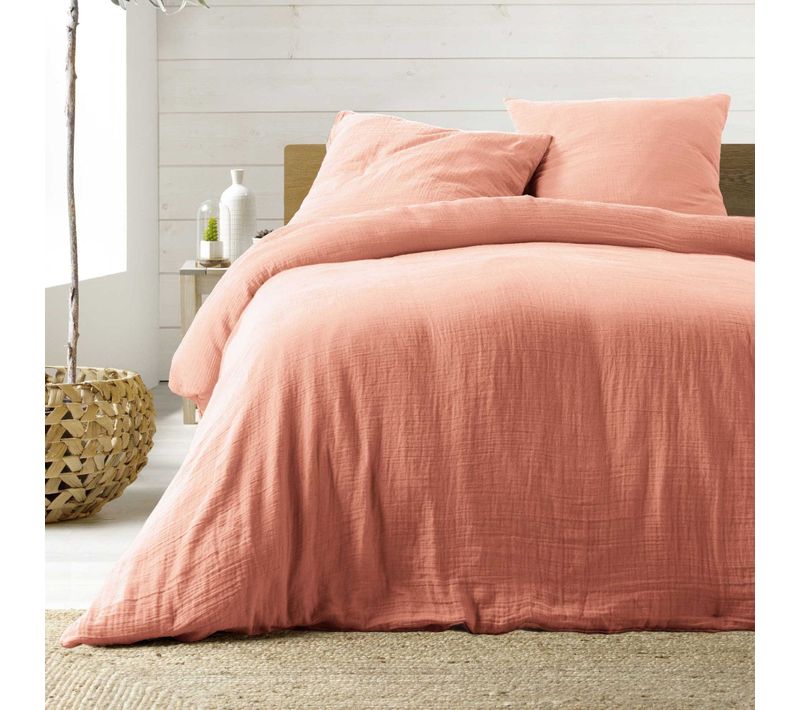 Parure De Lit Gaze De Coton Angelia Rose 140x200 Cm