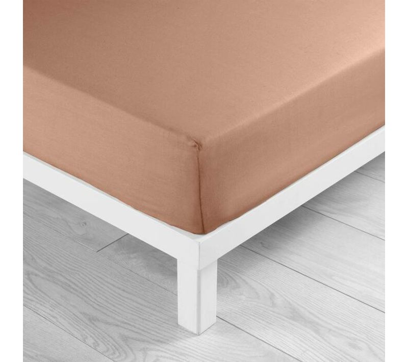 Drap-housse 1 Personne 90 X 190 Cm Coton 57 Fils Lina Blush – Bonnet 30 Cm