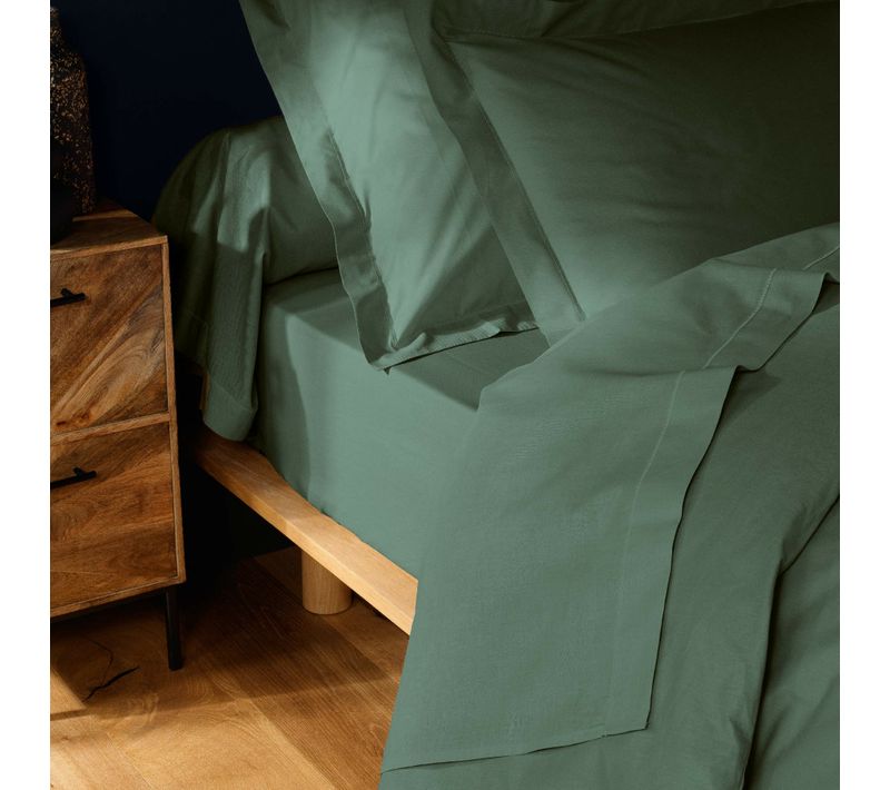 Drap Plat 1 Personne – 180 X 290 Cm – Coton 57 Fils Lina Cèdre  – Finition Point Bourdon