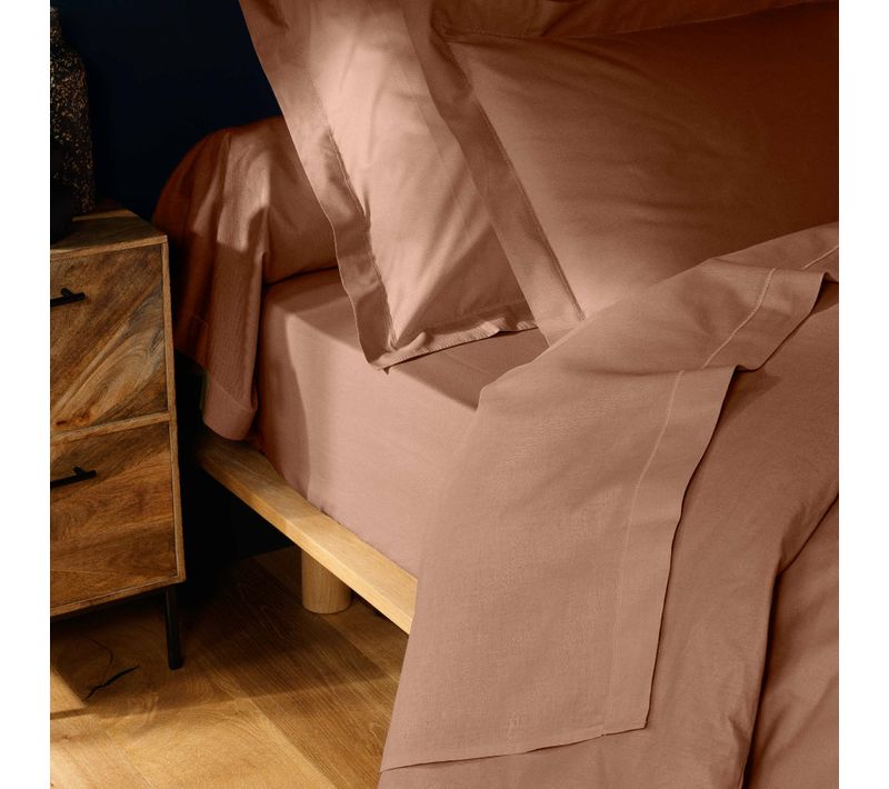 Drap Plat 1 Personne – 180 X 290 Cm – Coton 57 Fils Lina Blsuh – Finition Point Bourdon