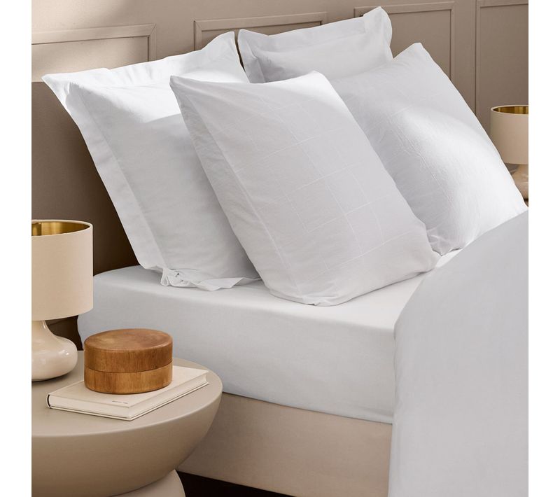 Drap Housse Coton Lavé Linella Blanc 160x200 Cm