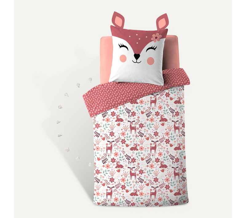 Parure De Lit Enfant Réversible 140x200 Coton Biche