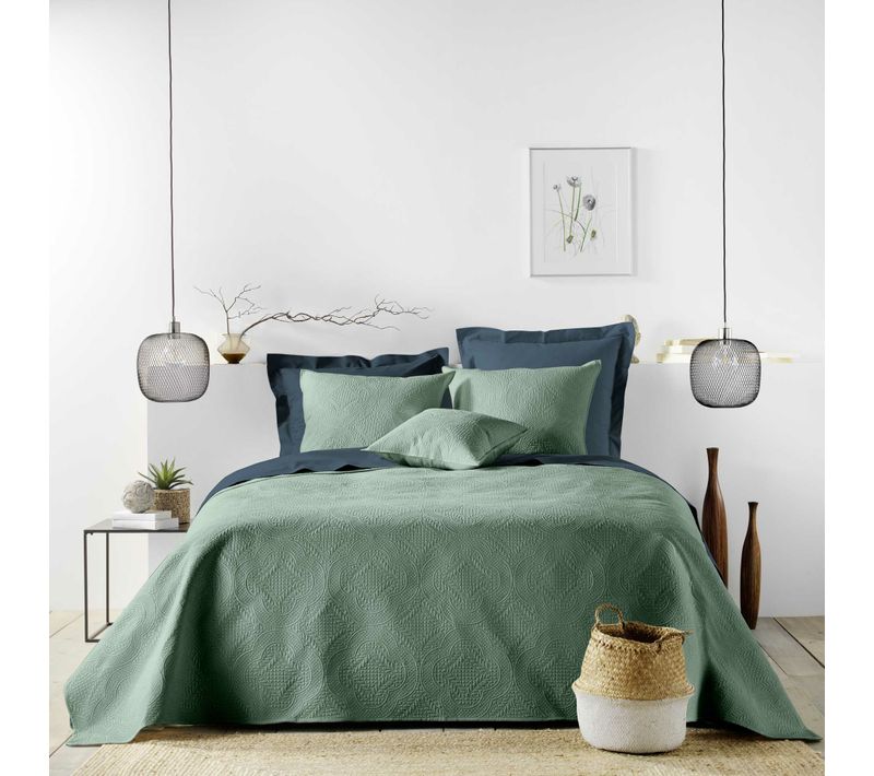 Couvre-lit 2 personnes Avec 2 Housses De Coussin – 240 × 260 cm – Microfibre Romane Cèdre