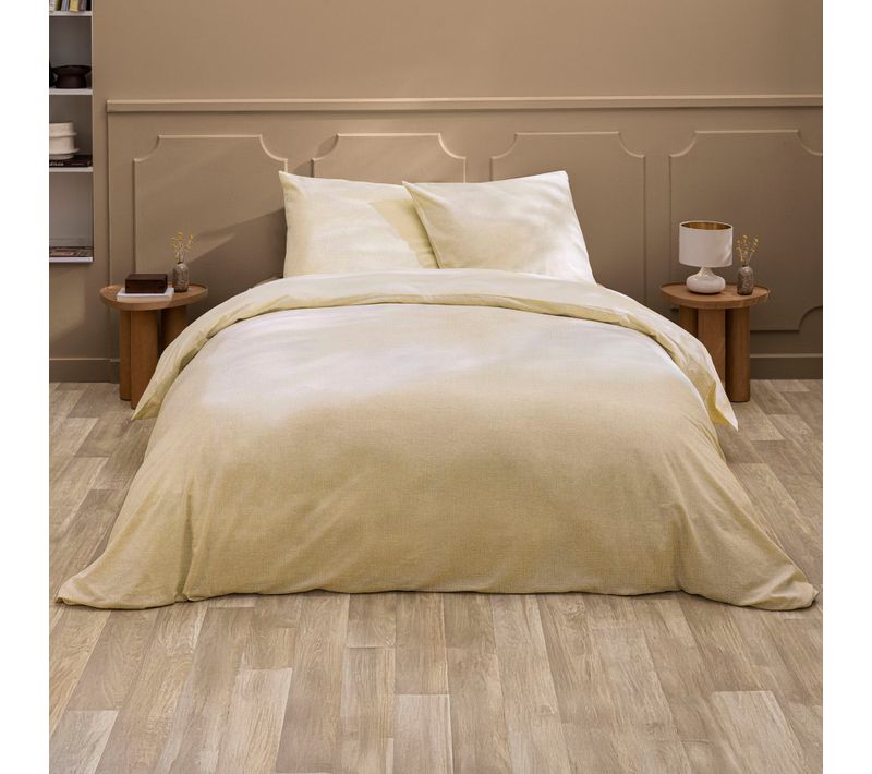 Parure De Lit 3 Pièces En Poly-lin Housse + Taies - 240x220 Cm - Naturel
