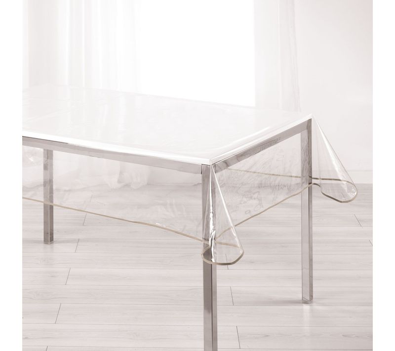 Nappe Cristal "garden" 140x240cm Transparent et Taupe
