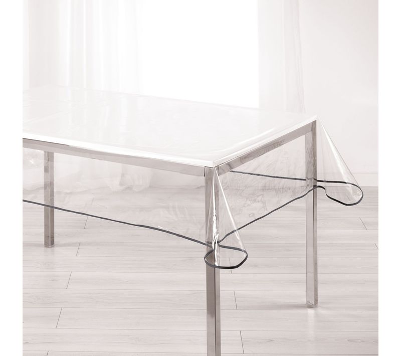 Nappe Cristal "garden" 140x240cm Transparent et Gris