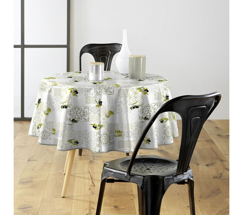 Nappe Toile Cirée Ronde "andalousie" 160cm Vert