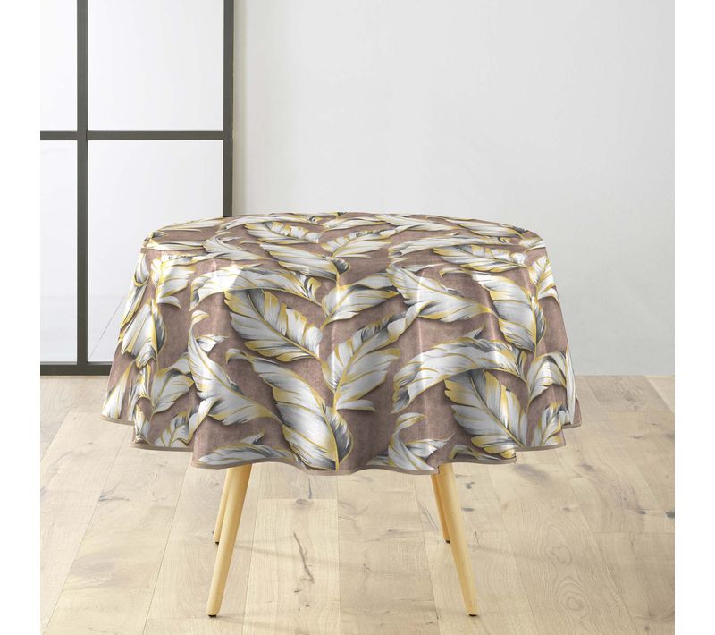 Nappe Toile Cirée Ronde "ebany" 160cm Marron
