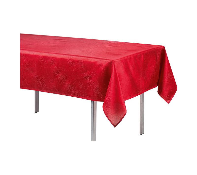 Nappe En Polyester Schantung Applique Scintille Rouge 140 X 300 Cm