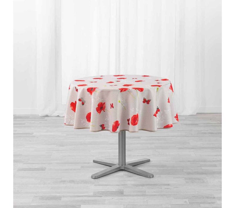 Nappe Antitache Ronde "sweet Poppy" 180cm Rouge