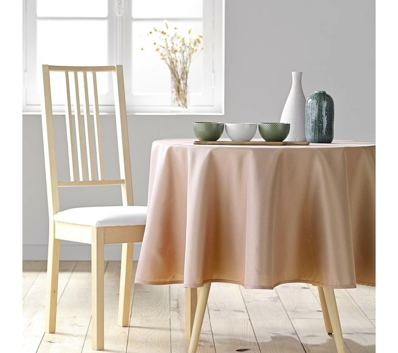 Nappe Ronde D. 180 Cm – Polyester Uni – Essentiel  Blush – Finition Ourlet