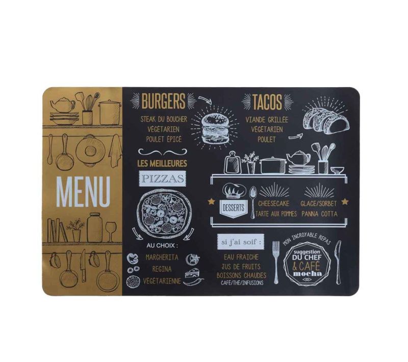 Set De Table Imprimé "brasserie" 28x43cm Or